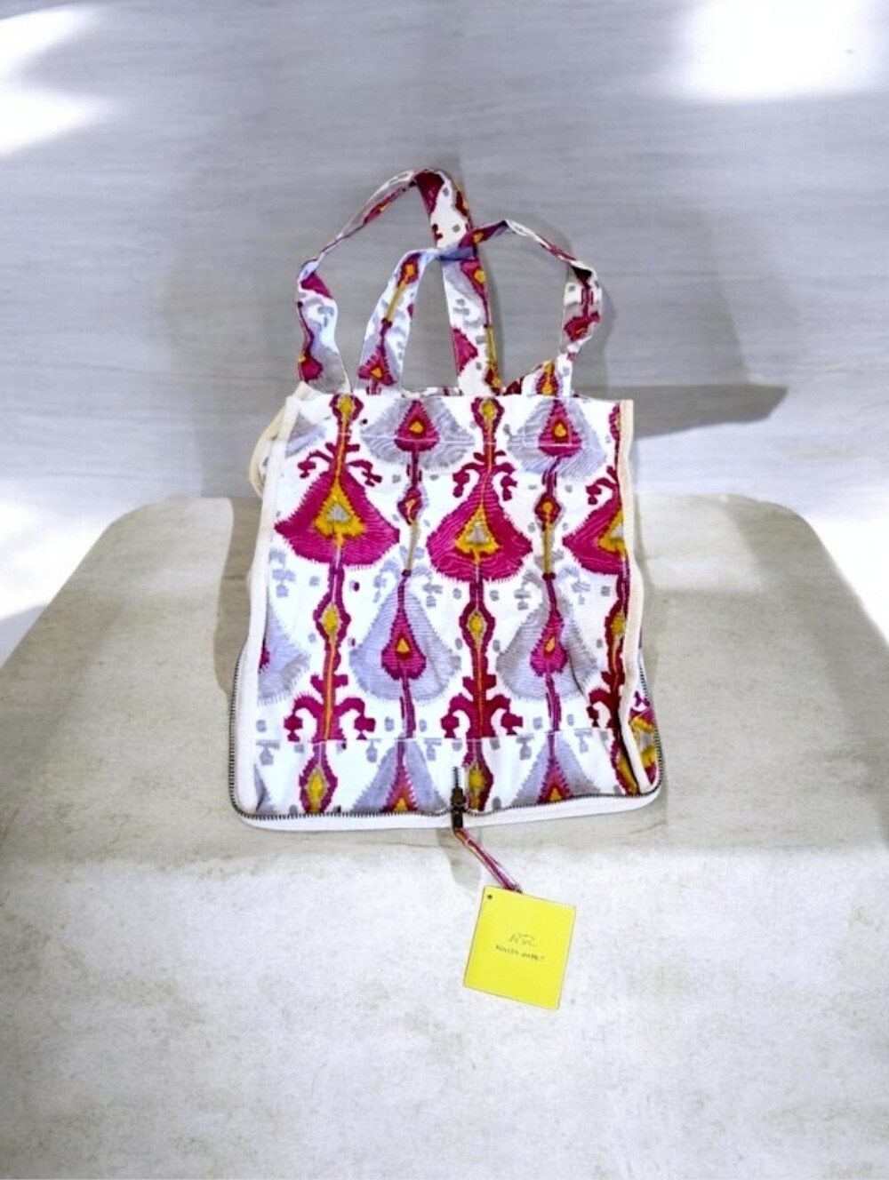 Roller Rabbit Foldable Packable Damay Reusable Tote Bag Shopper Red Cream